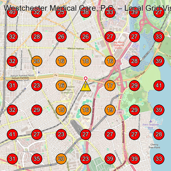 Westchester Medical Care, P.C. GeoGrid visibility map for Personal Injury Attorney in 10451